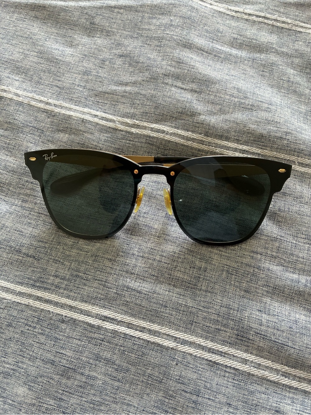 Ray-Ban Clubmaster Style Sunglasses in Black with Green Lenses